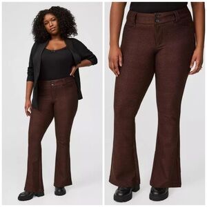 Torrid Trouser Bootcut Ponte Knit Pants Size 20 Brown Plaid Houndstooth Casual